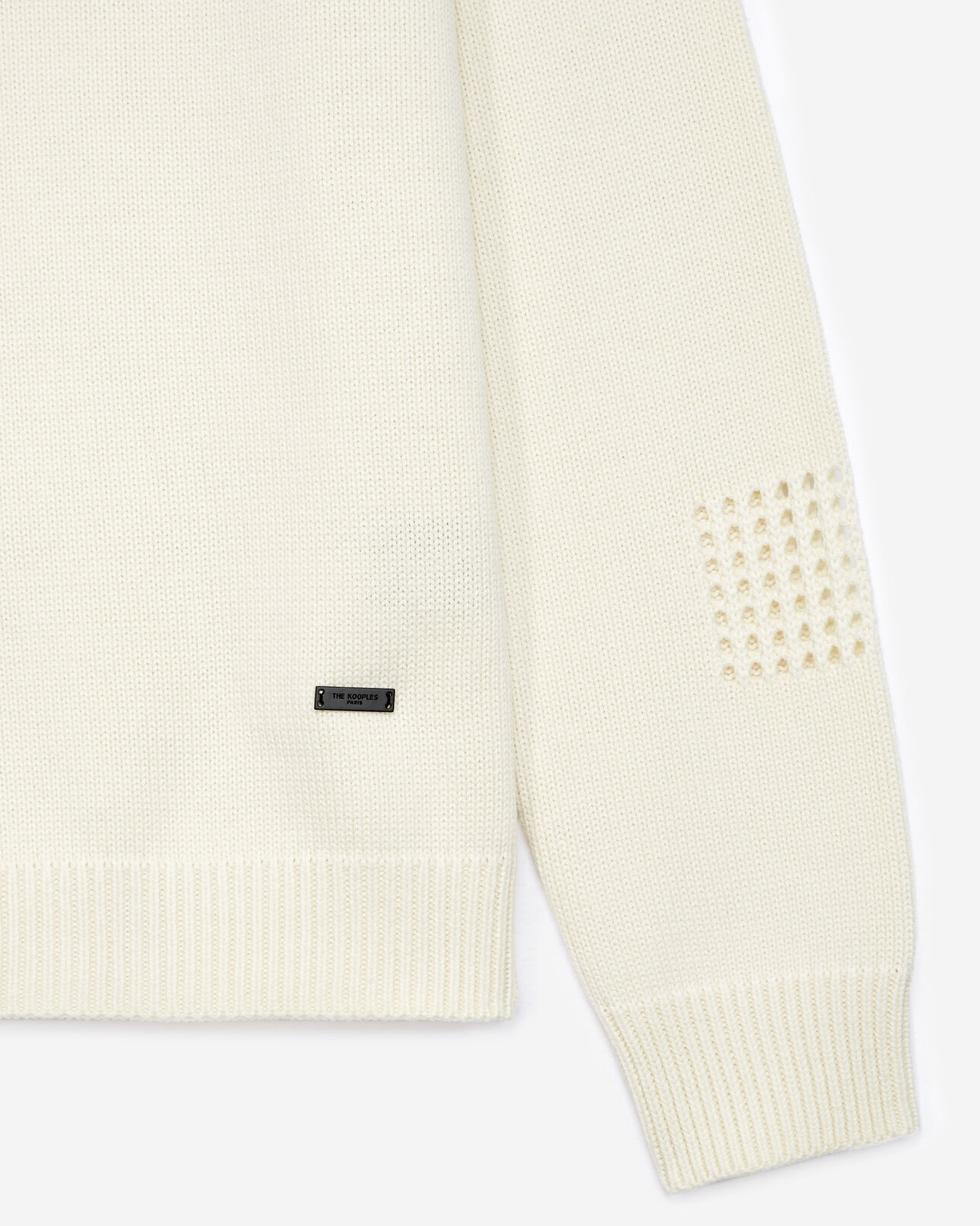 The Kooples HOMME BEIGE pull en laine et coton écru à détails