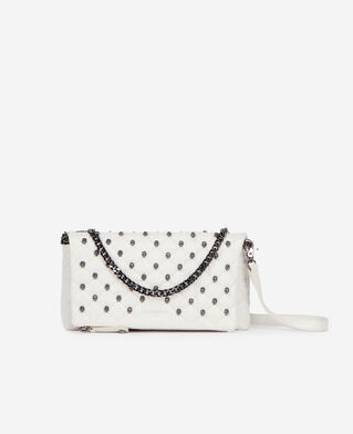 The Kooples F OFF WHITE heritage small white leather pouch with skulls
