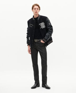 The Kooples HOMME BLACK blouson varsity en cuir noir the kooples x schott nyc