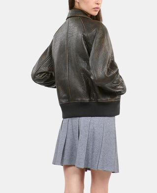 The Kooples FEMME DARK BROWN blouson en cuir marron