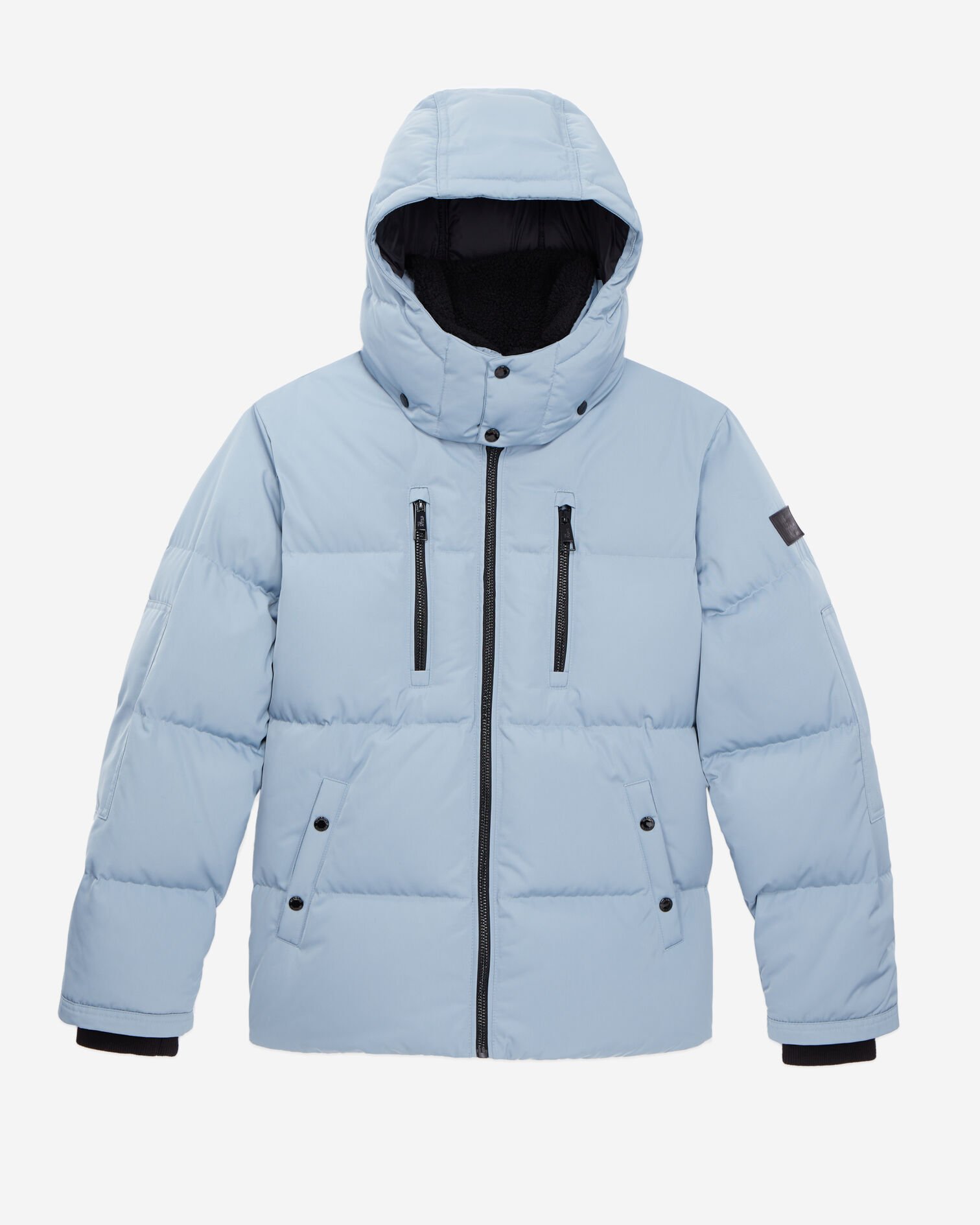 Blue hooded puffer jacket, BLUE GREY, hi-res image number null