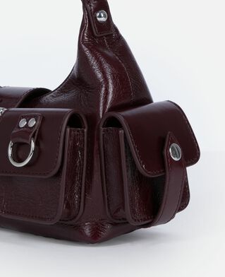 The Kooples WOMEN BORDEAUX amelia small bag in burgundy cracked leather