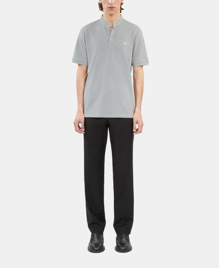 The Kooples HOMME GREY YELLOW polo en coton piqué gris