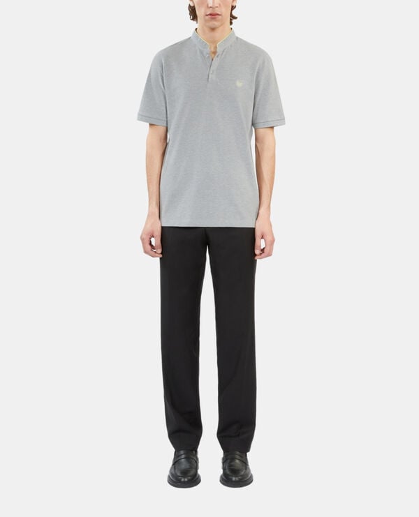 The Kooples HOMME GREY YELLOW polo en coton piqué gris