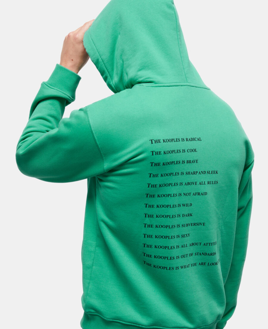 The Kooples HERREN GREEN gr&uuml;nes sweatshirt mit &bdquo;what is&ldquo;-schriftzug