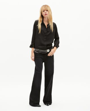 The Kooples WOMEN BLACK SILVER silver jewelry belt