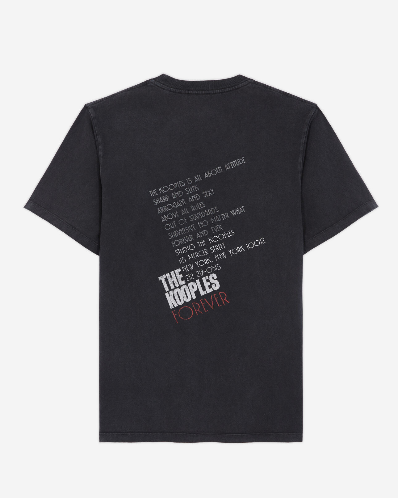 The Kooples MEN BLACK WASHED men's black screen print t-shirt