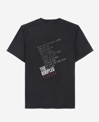 The Kooples MEN BLACK WASHED men's black screen print t-shirt