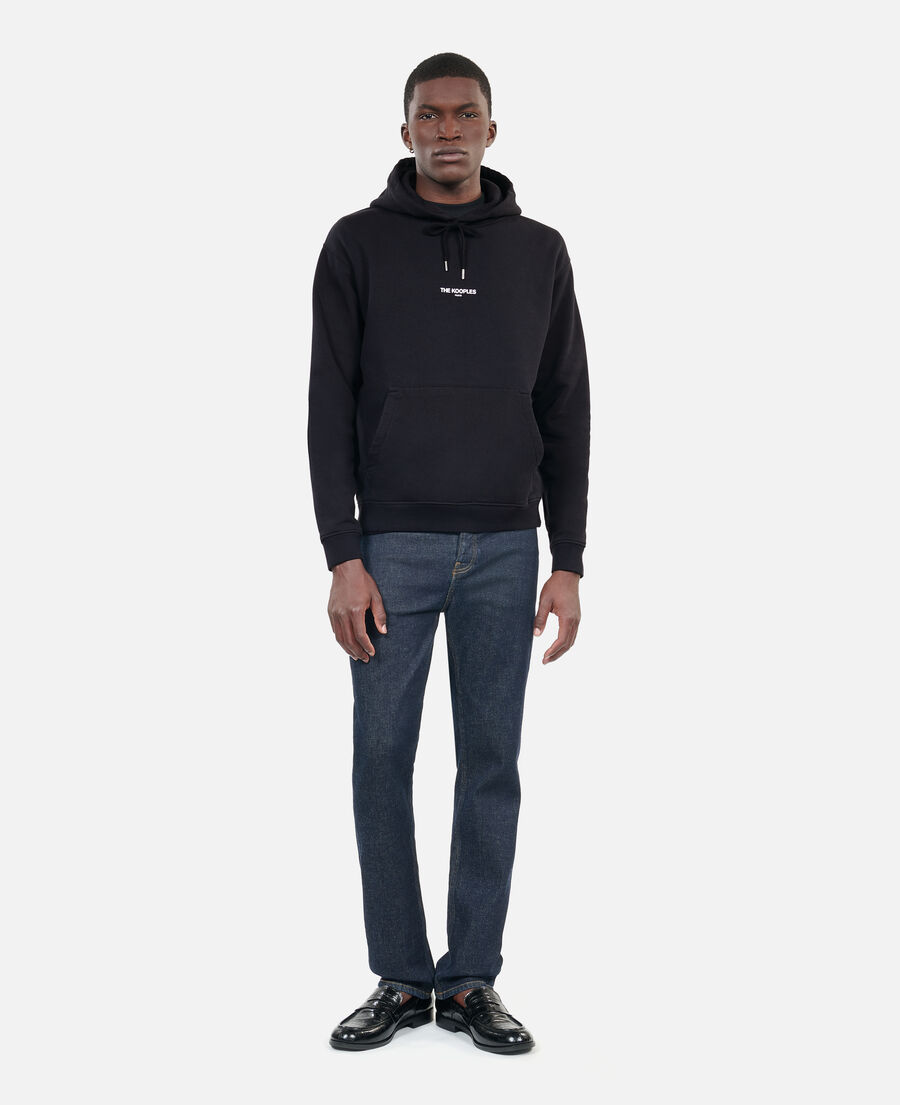 sweat à capuche noir coton logo imprimé