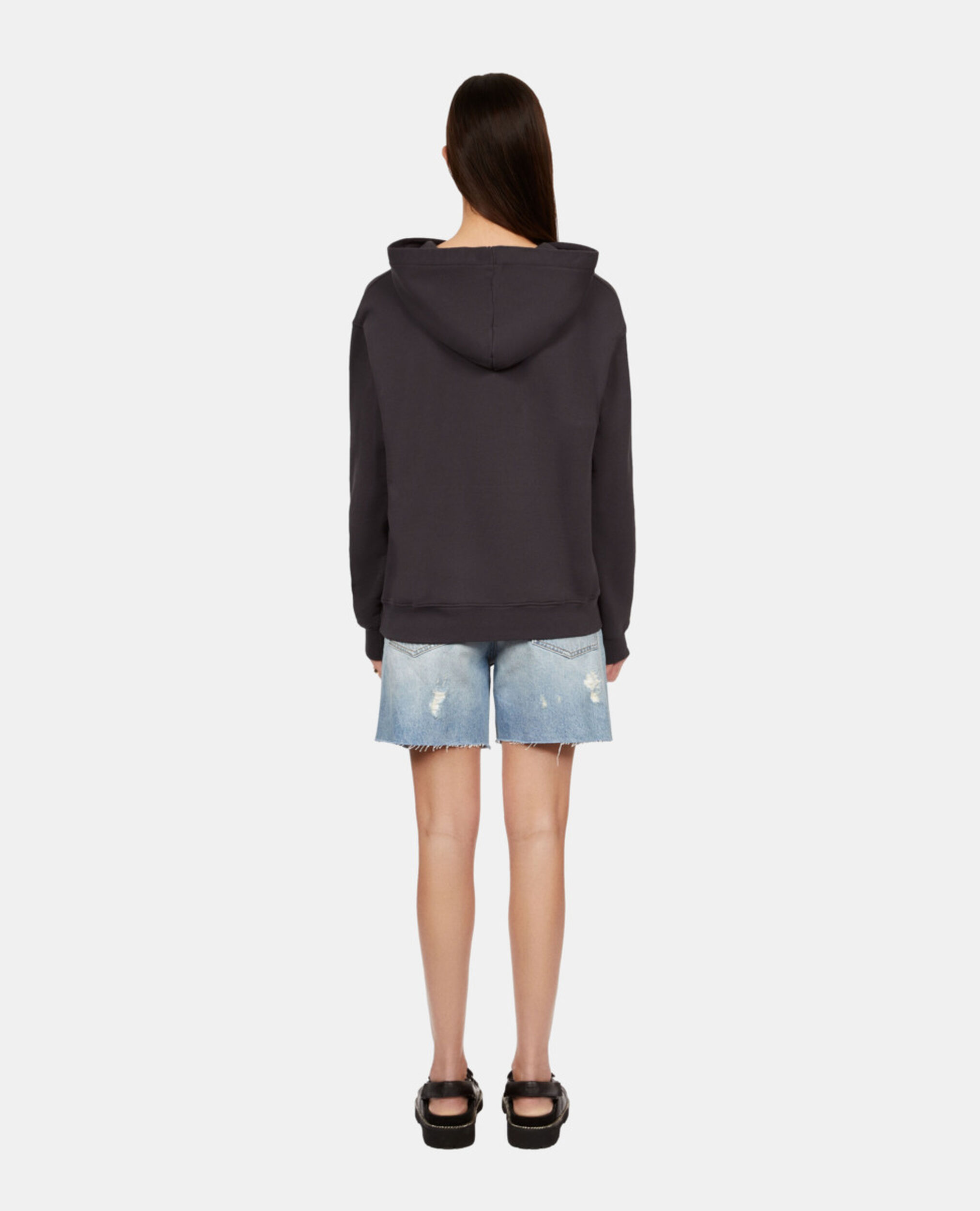 Carbon grey hoodie with Rock eagle serigraphy, CARBONE, hi-res image number null