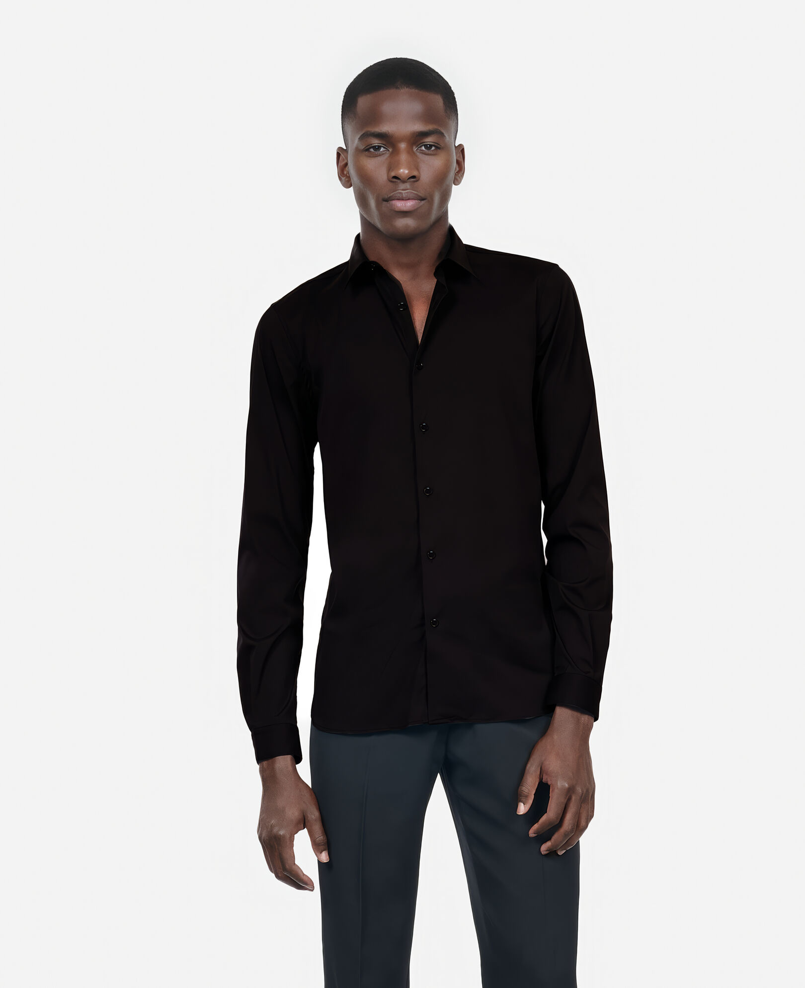 The Kooples MEN BLACK black poplin shirt