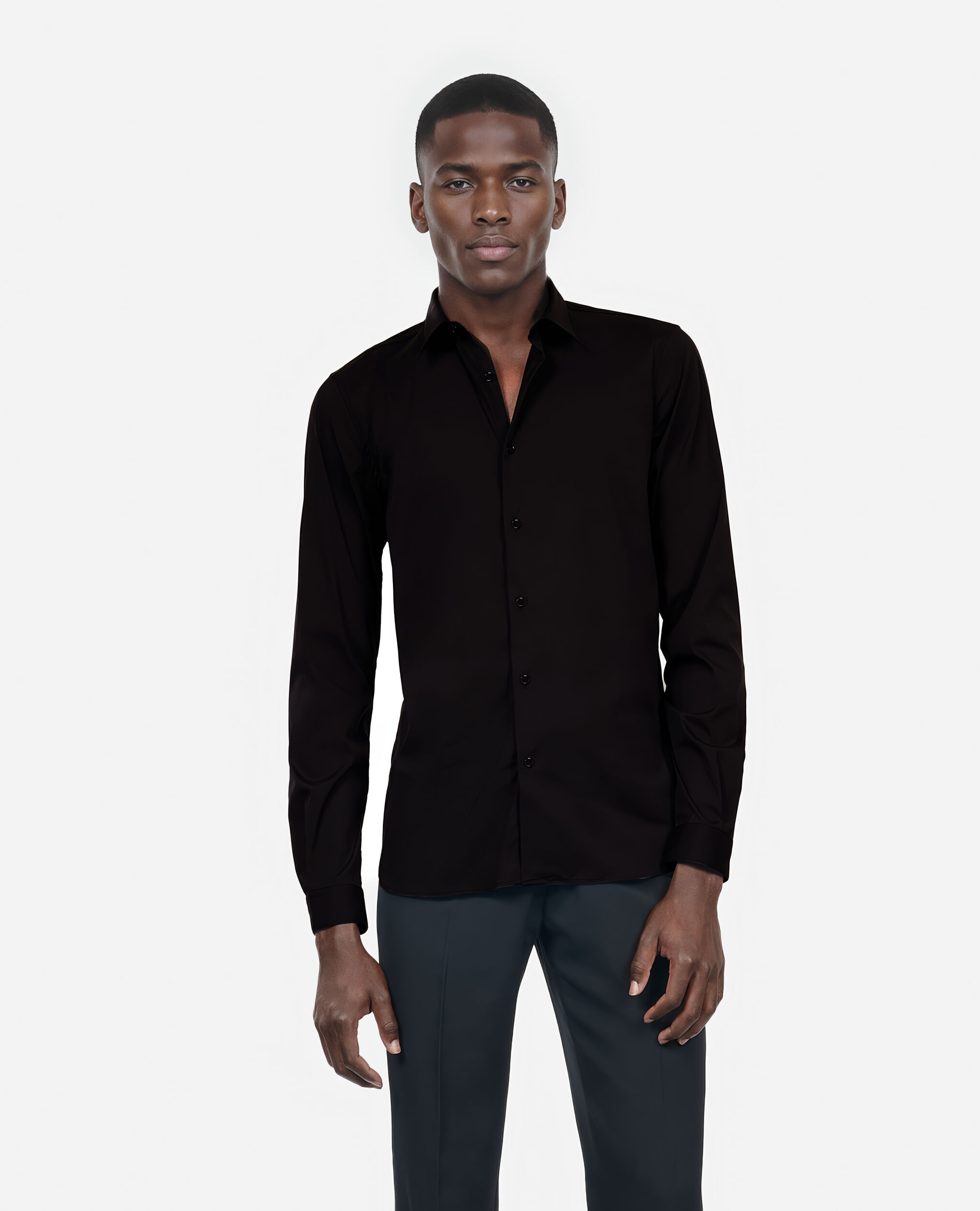 Black poplin shirt, BLACK, hi-res image number null