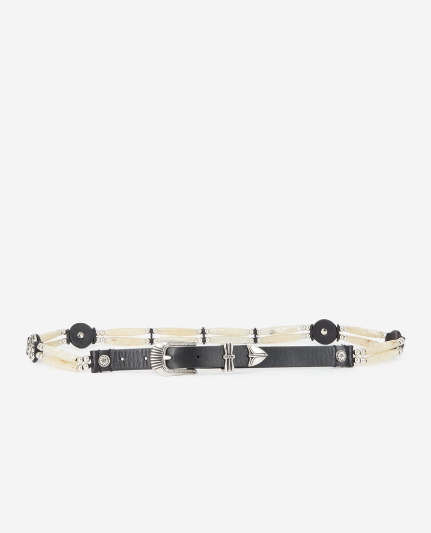The Kooples WOMEN ECRU thin white leather belt