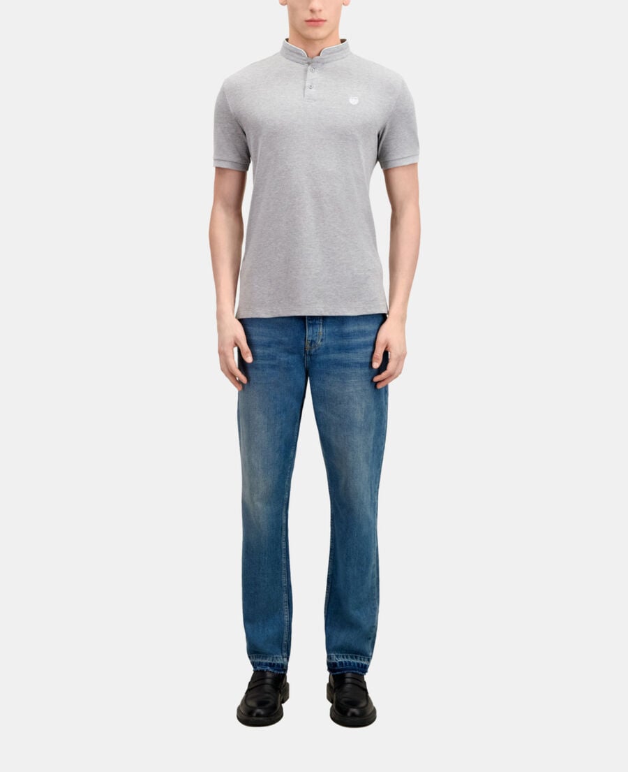 The Kooples MEN GREY / GREEN grey cotton polo t-shirt