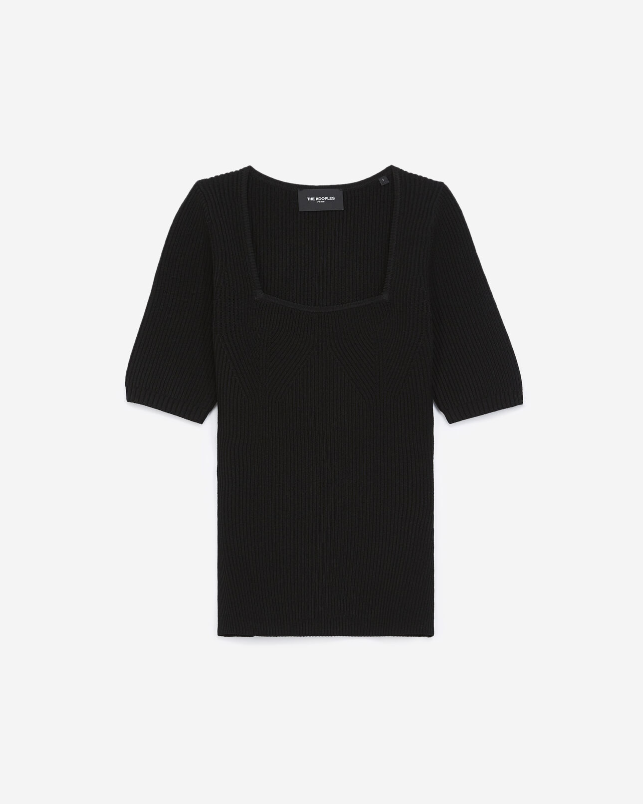 The Kooples FEMME BLACK pull maille fine noire à encolure carrée