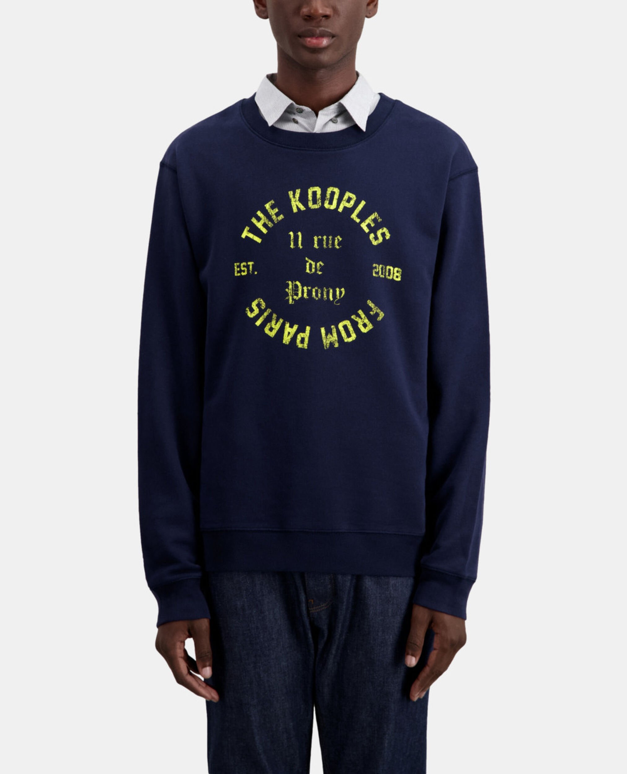 Navy blue sweatshirt with 11 Rue de Prony serigraphy, NAVY, hi-res image number null
