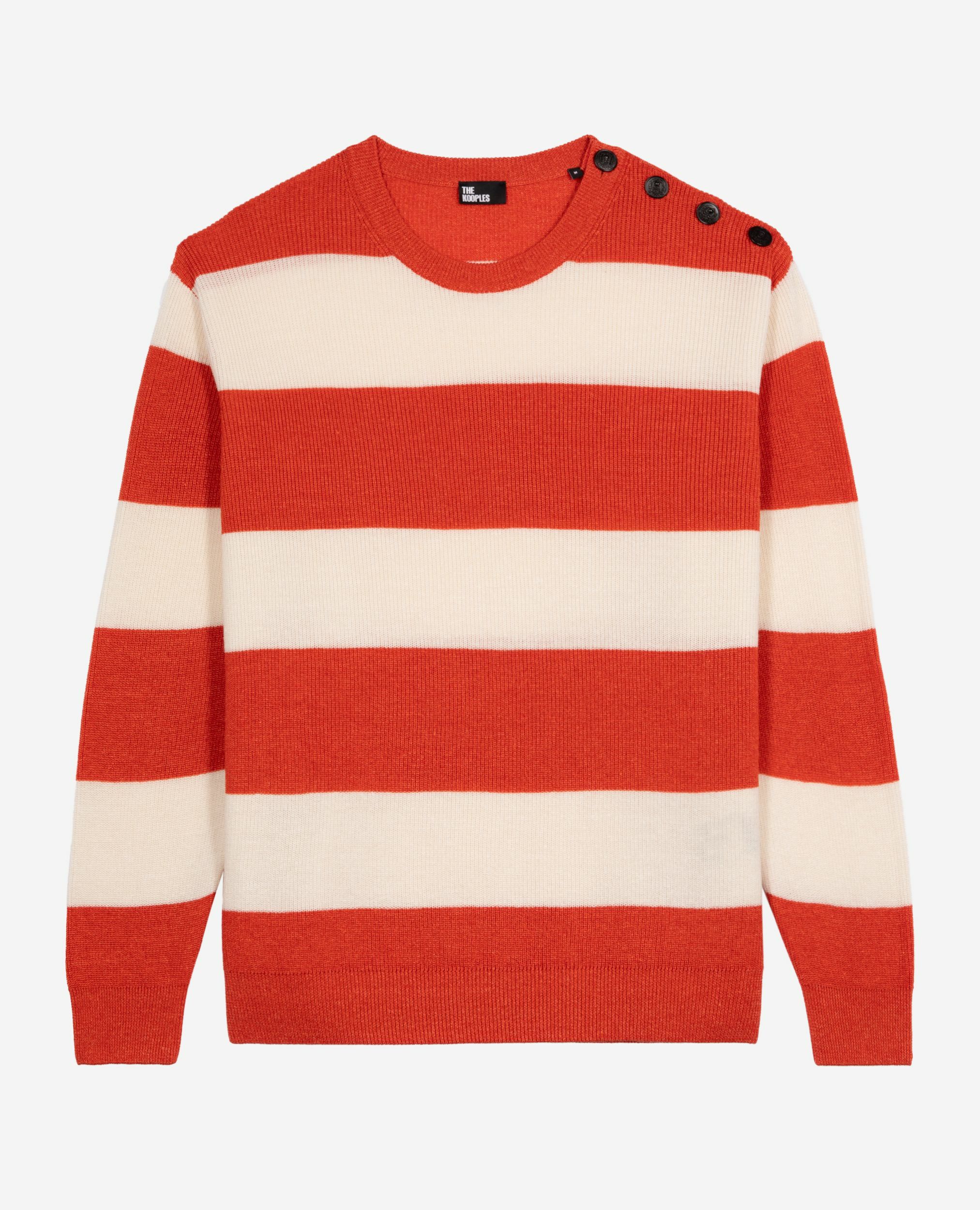 Wool and linen sweater in orange stripes, ORANGE ECRU, hi-res image number null