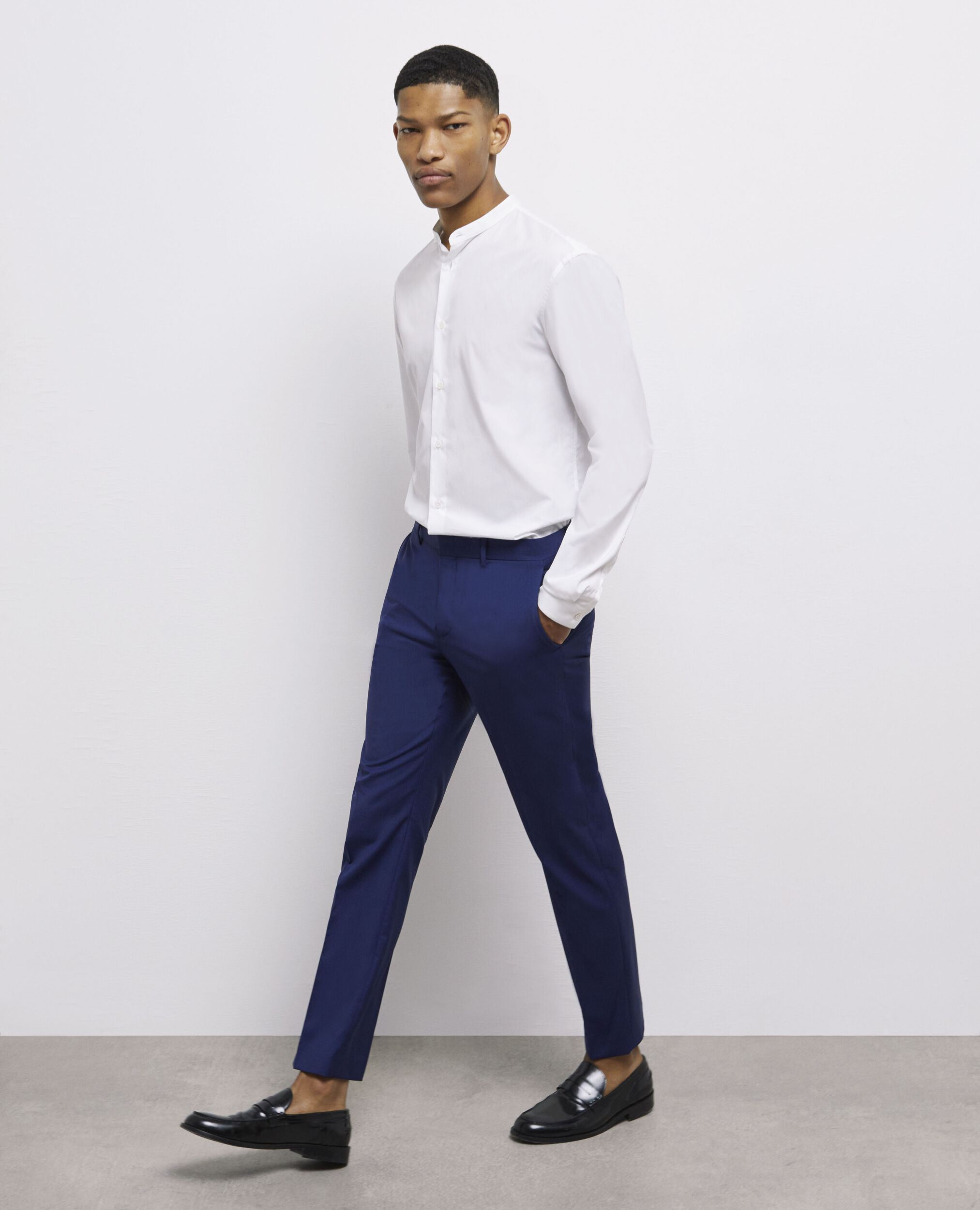 Pantalon de costume micro motif bleu marine, NAVY, hi-res image number null