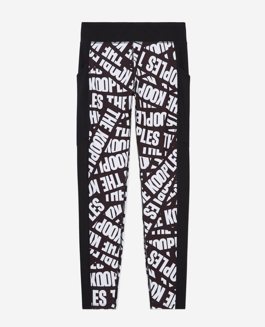 The Kooples WOMEN BLACK / WHITE black leggings with tape logo
