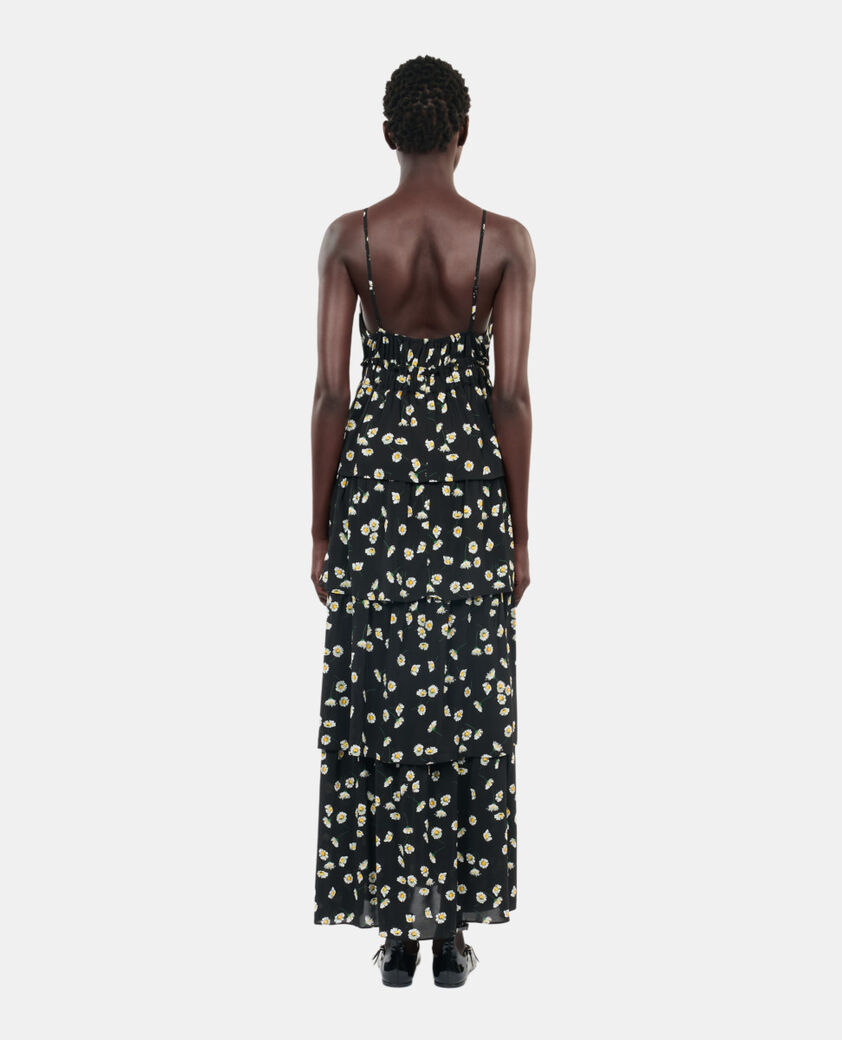 The Kooples WOMEN BLACK WHITE floral printed long dress