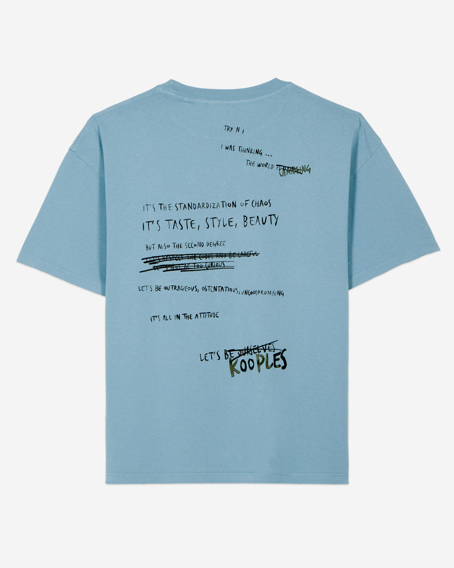 Light blue What is Handwritten serigraphy t-shirt, STONE BLUE, hi-res image number null
