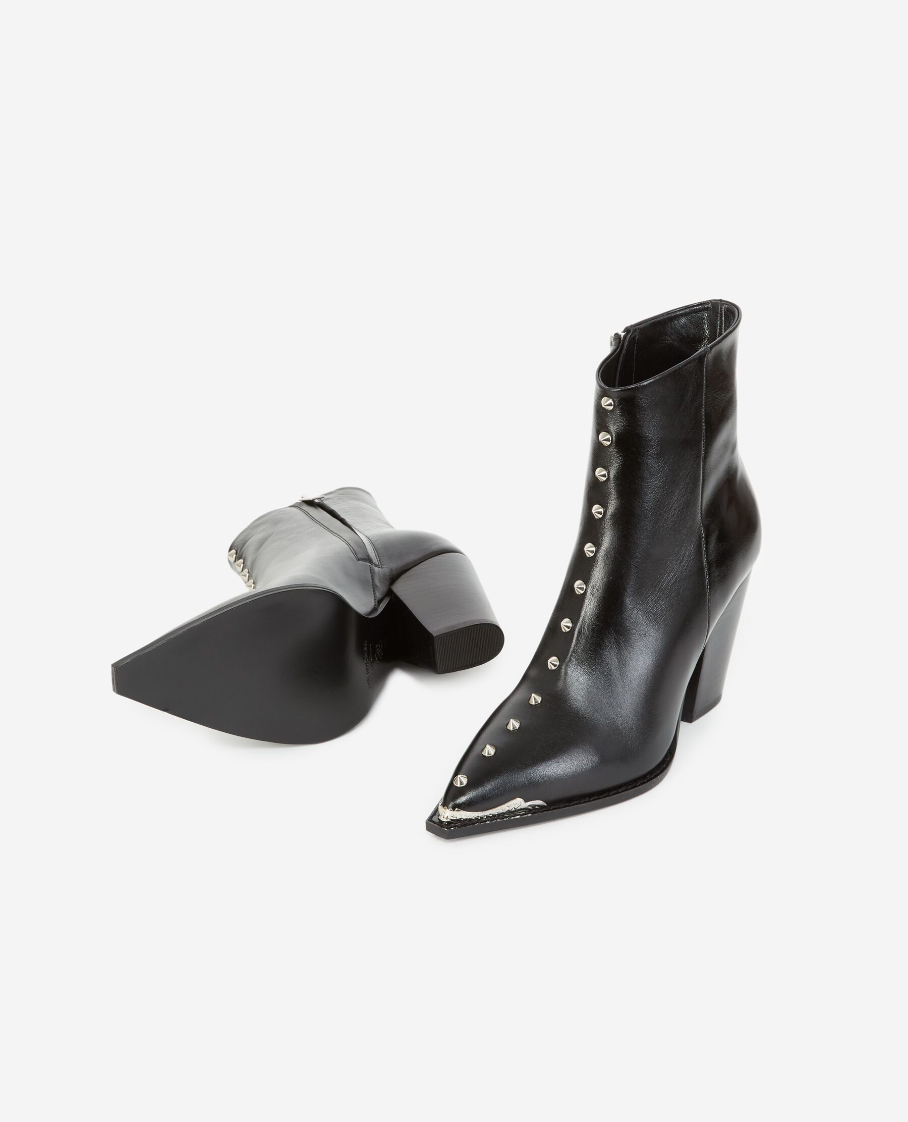 Black leather ankle boots with sale studs