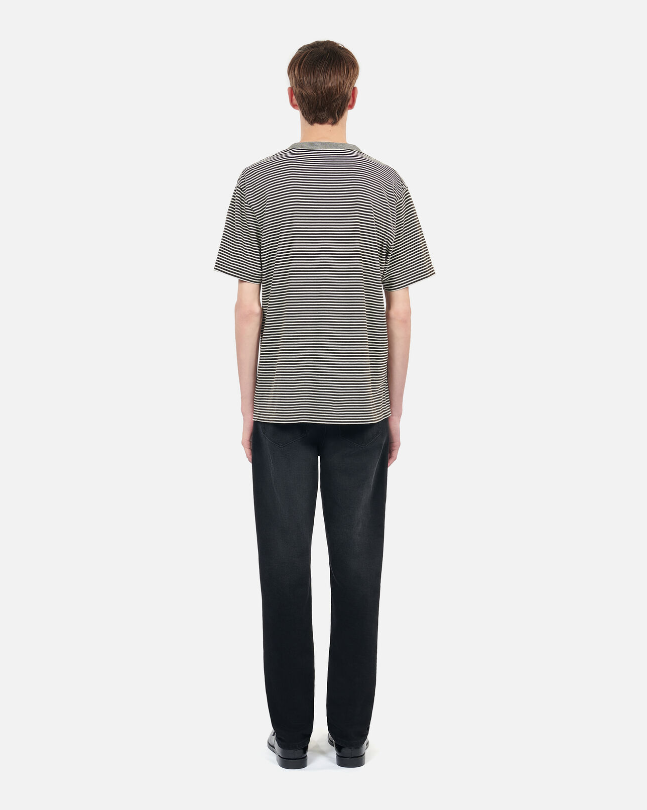 The Kooples MEN BLACK / WHITE striped blazon t-shirt