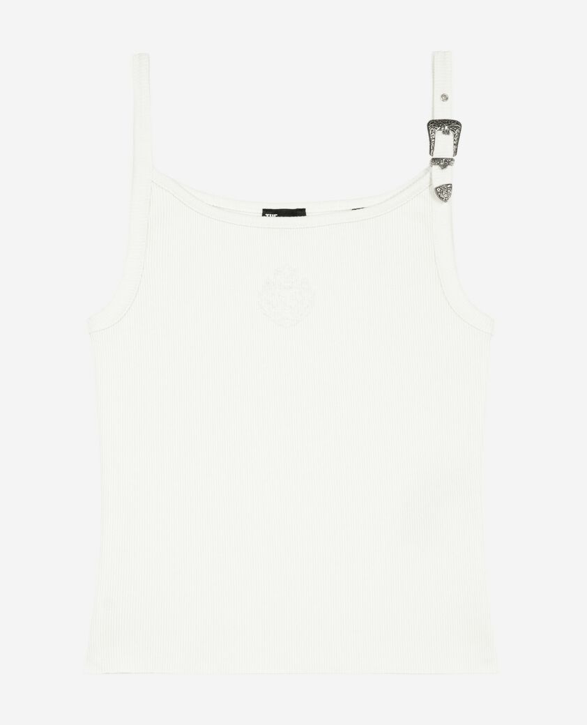 The Kooples WOMEN ECRU ribbed ecru tank top