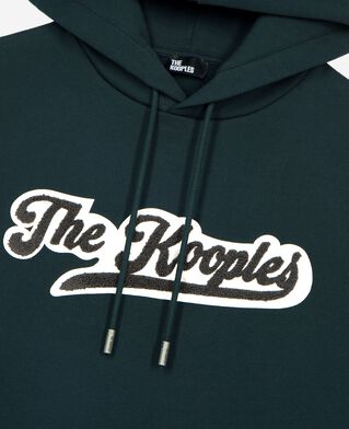 The Kooples H BOTTLE GREEN hooded sweatshirt with dark green patch