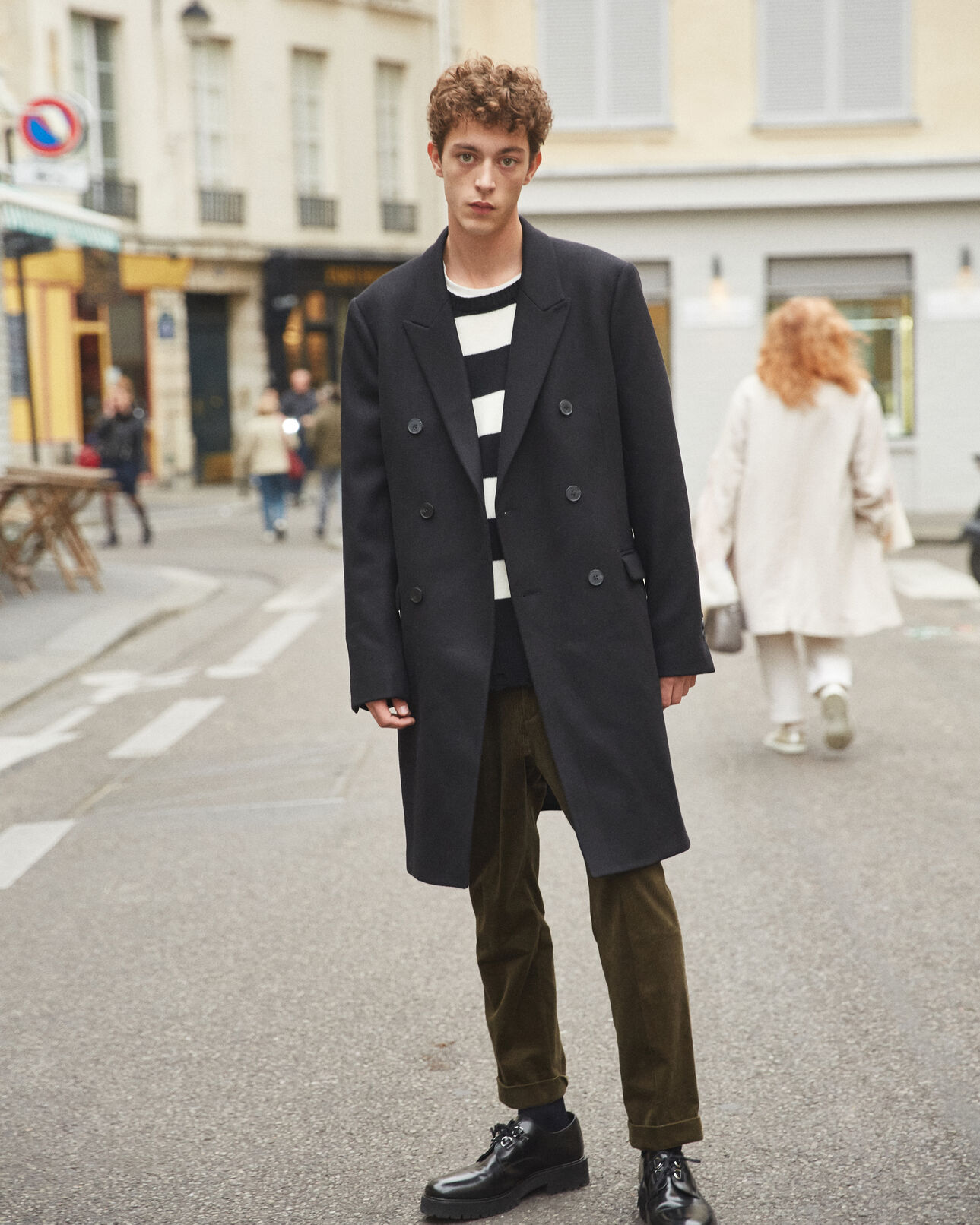 The Kooples MEN BLACK black relaxed-fit virgin wool coat