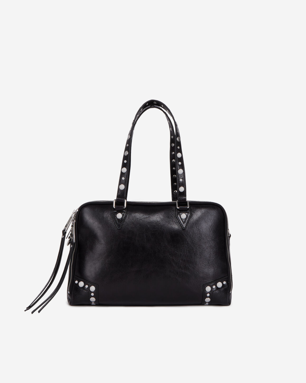 The Kooples WOMEN BLACK large black leather jill handbag with studs