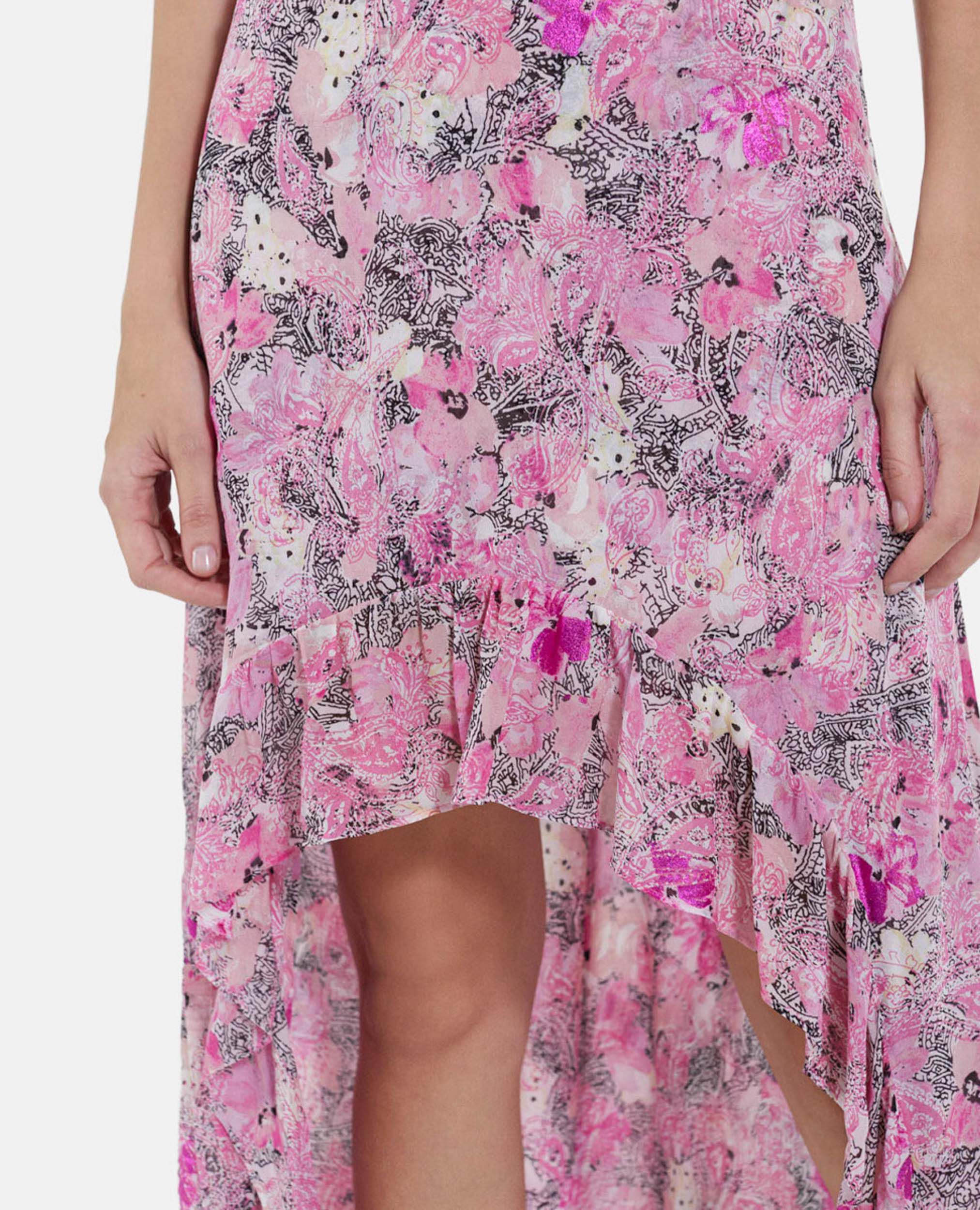 Jupe longue rose fluide imprim fleuri The Kooples