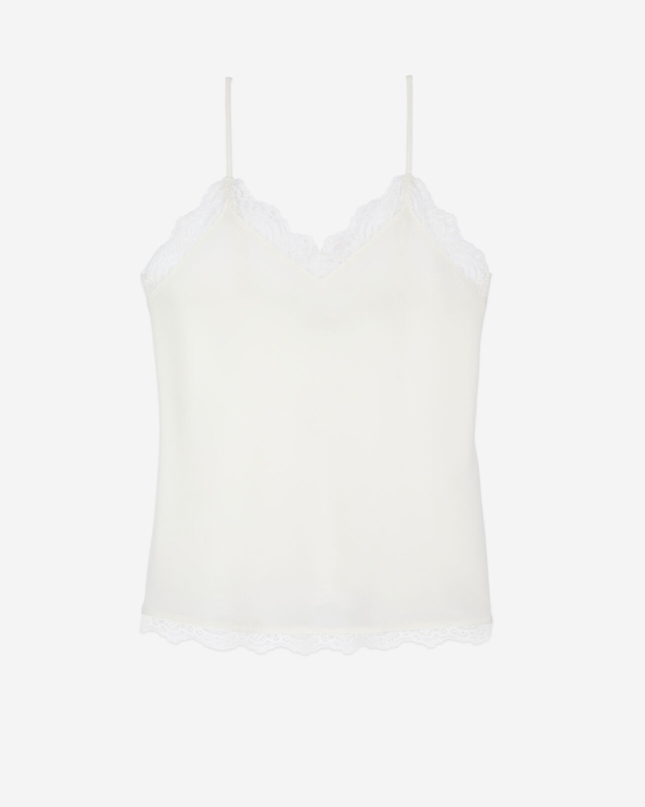 The Kooples MUJER ECRU camisola de seda y encaje color crudo