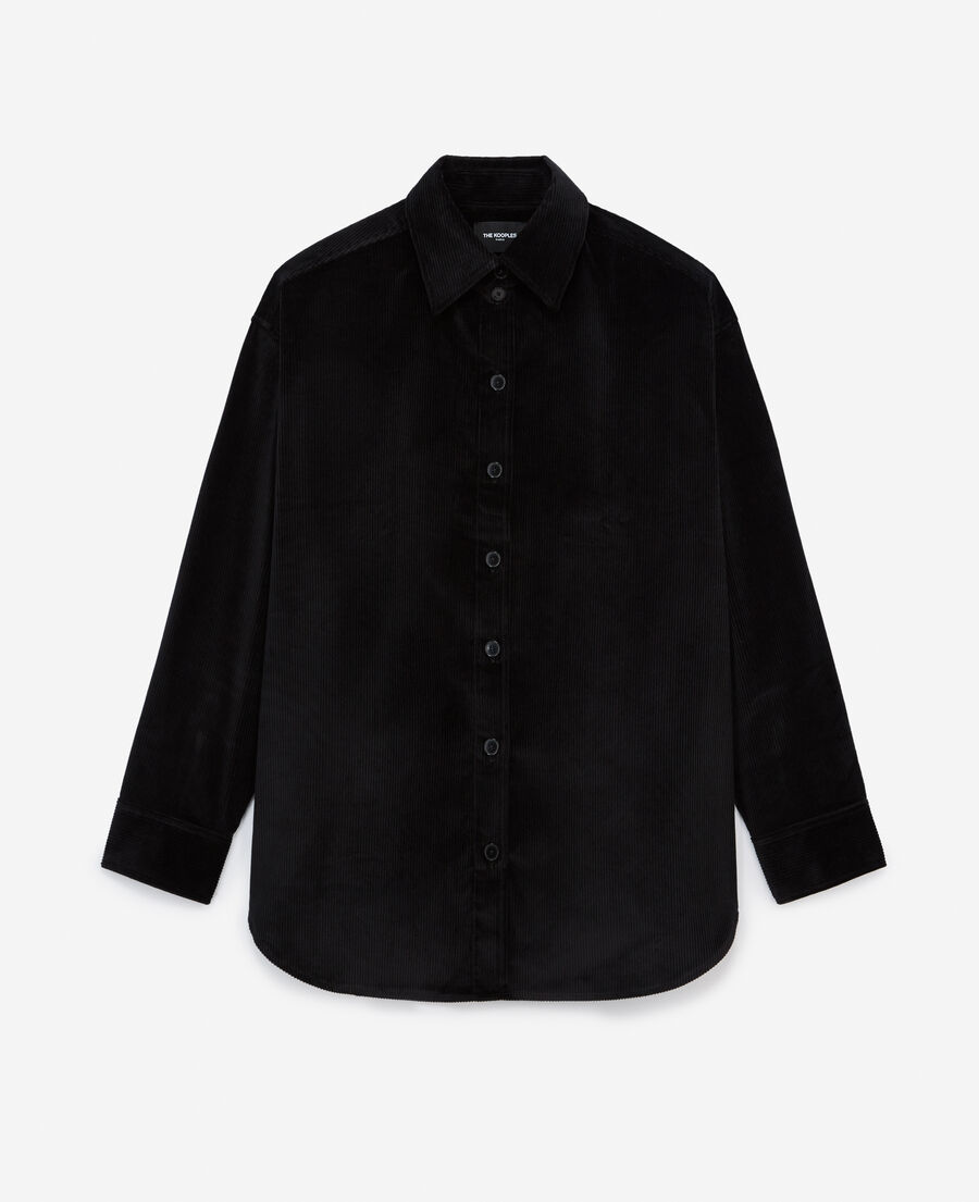 chemise noire ample velours côtelé