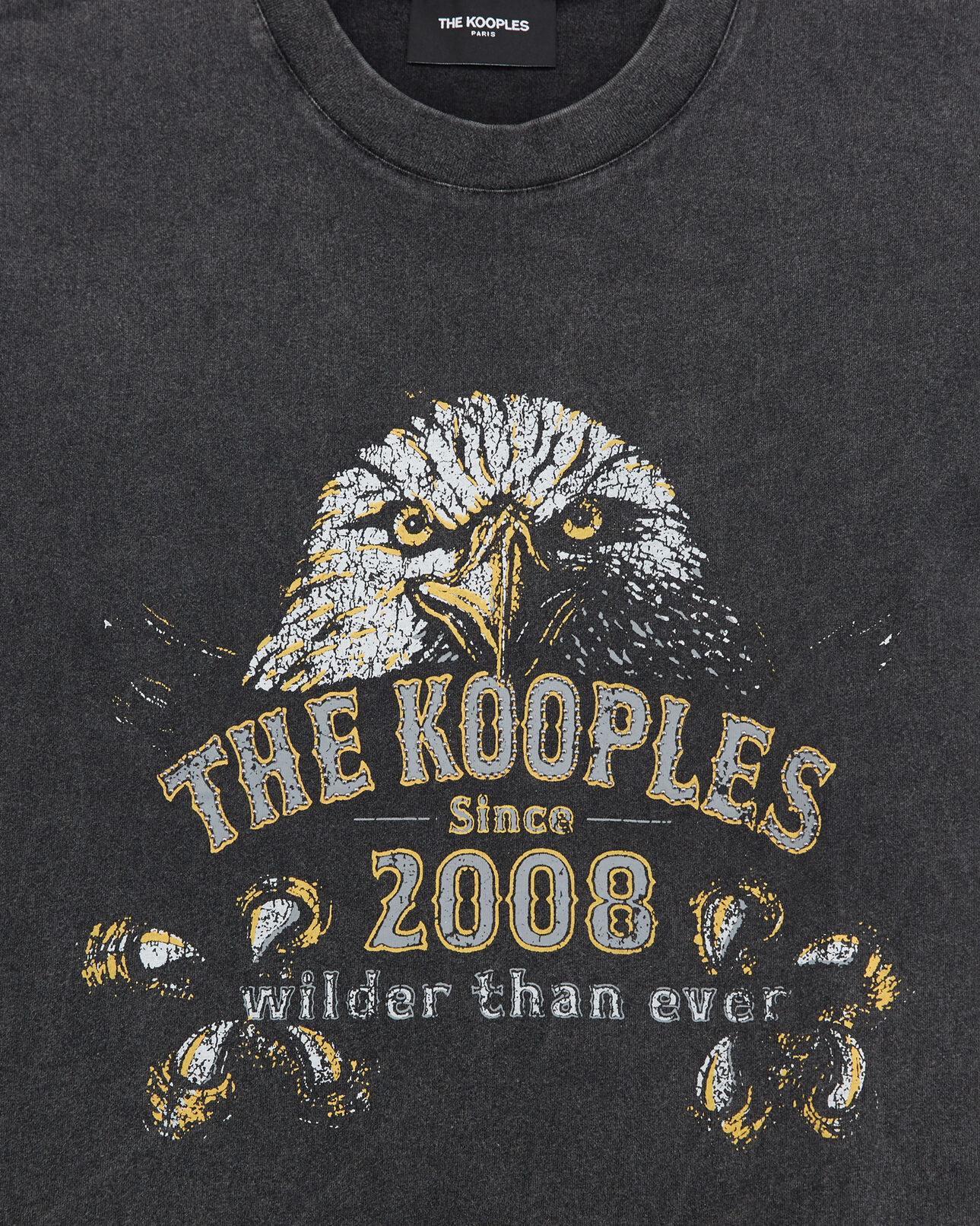 The Kooples FEMME BLACK WASHED t-shirt noir délavé coton à sérigraphie