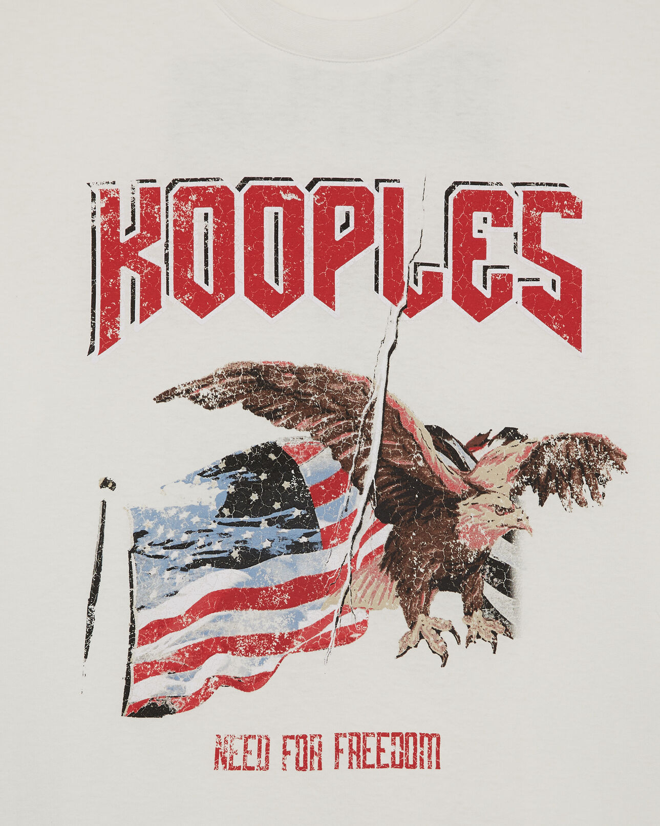 The Kooples FEMME WHITE t-shirt coton rock blanc imprimé aigle