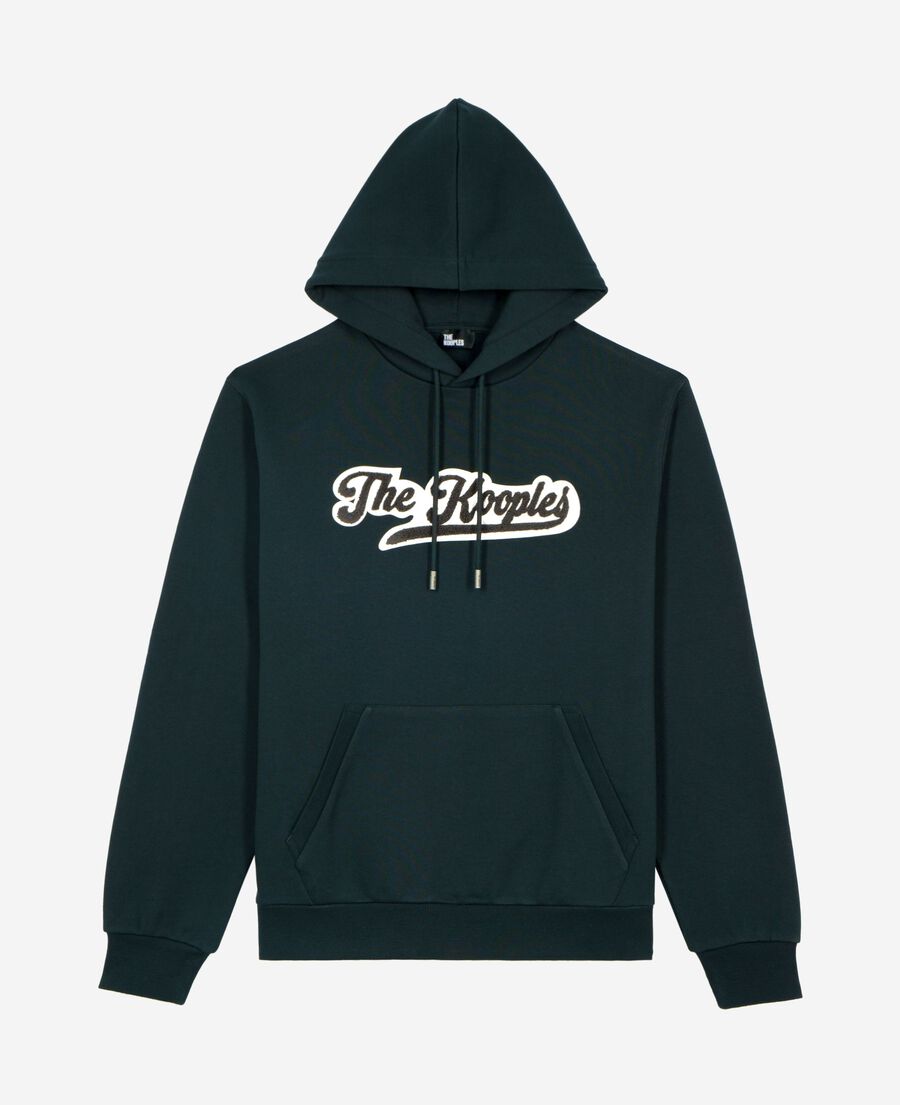 The Kooples HOMME BOTTLE GREEN sweatshirt à capuche avec patch vert foncé