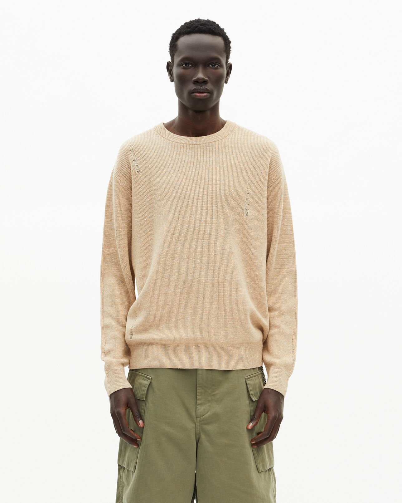 The Kooples HERREN ECRU pullover aus ungebleichter wolle und leinen