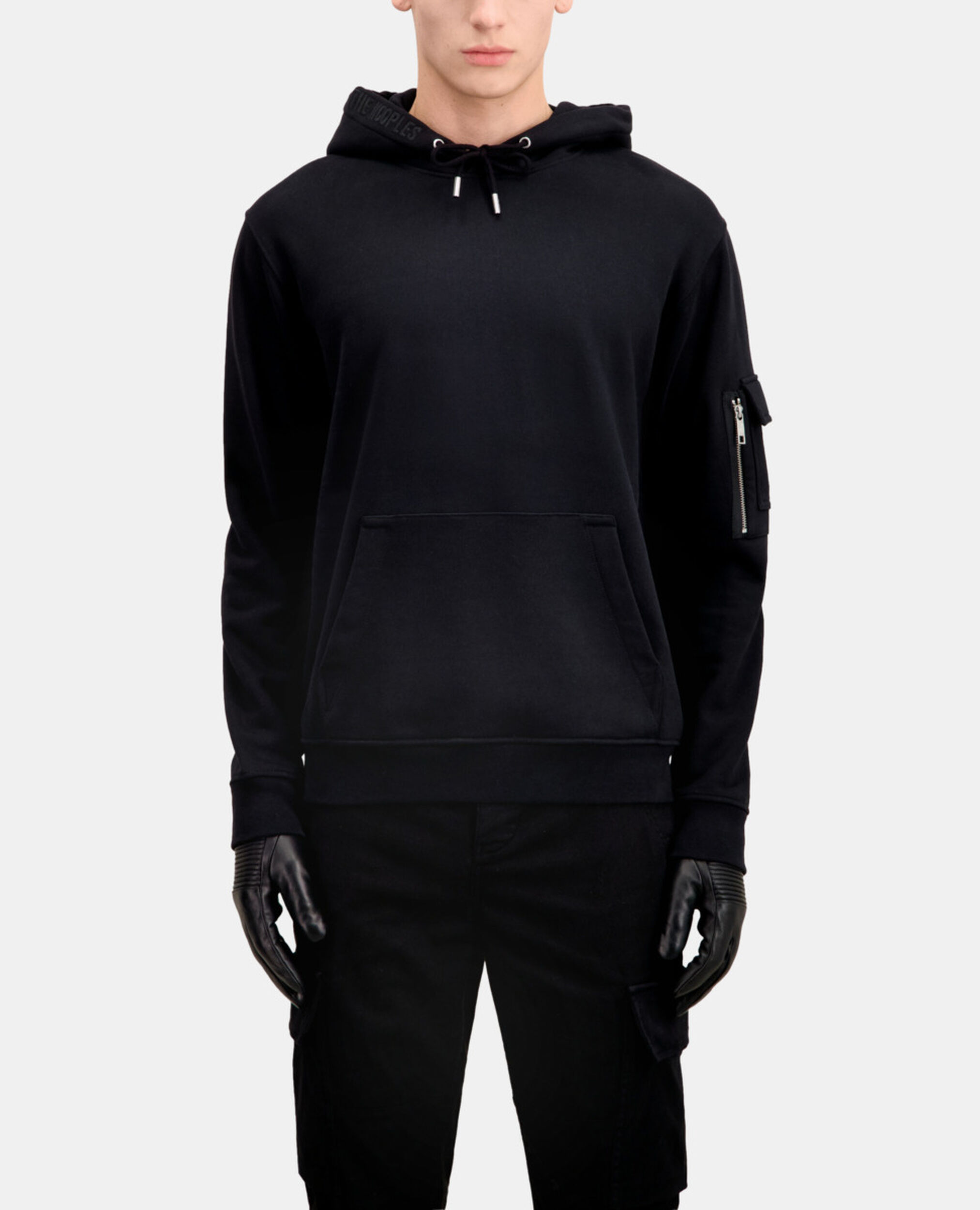 Sweatshirt à capuche noir avec logo, BLACK, hi-res image number null