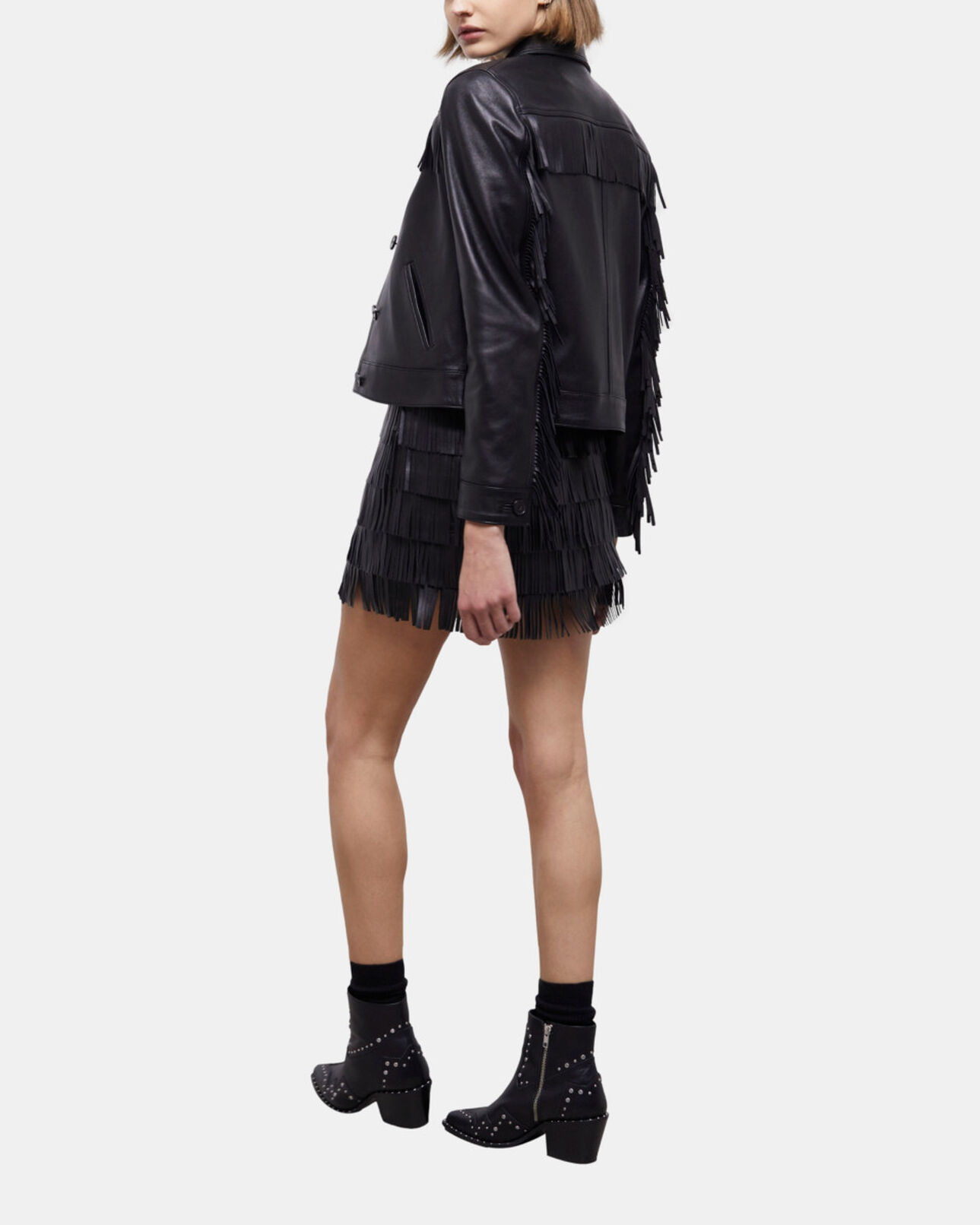 The Kooples WOMEN BLACK black leather jacket