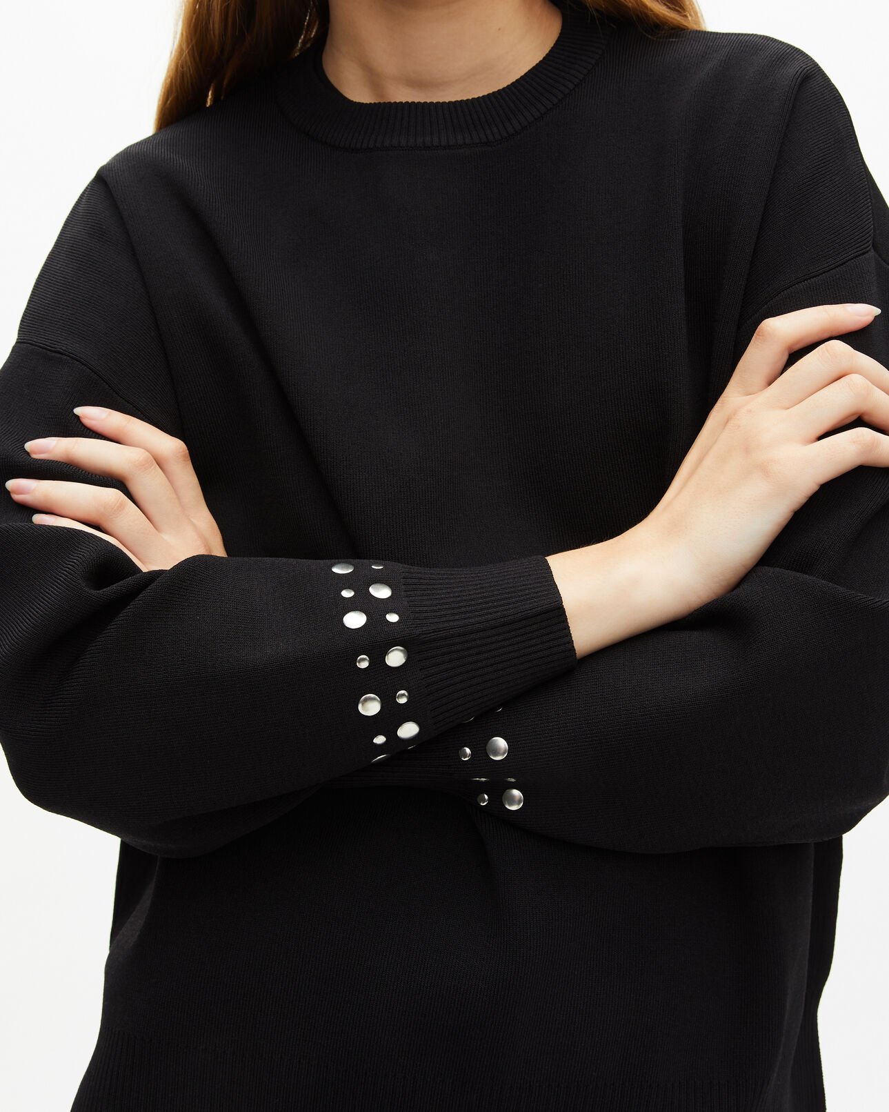 The Kooples FEMME BLACK sweatshirt avec studs noir