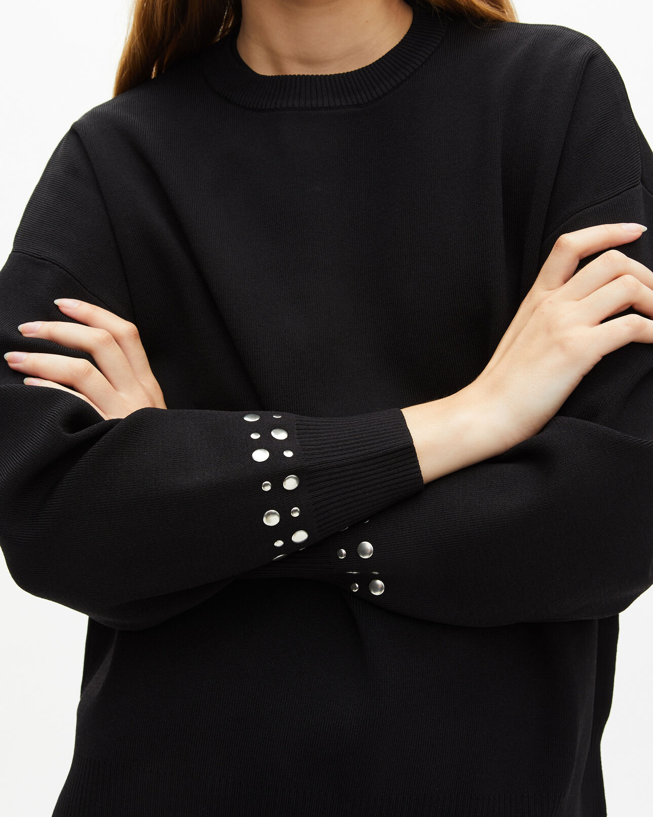 The Kooples MUJER BLACK sudadera negra con tachuelas