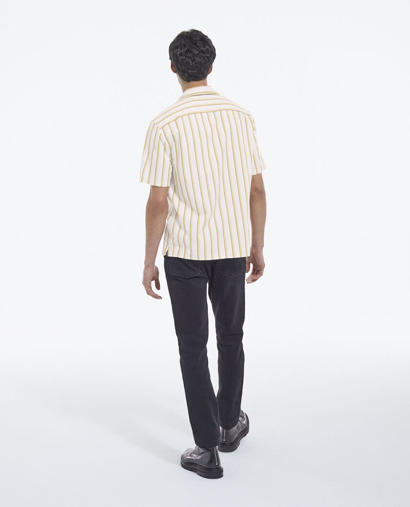 The Kooples H ORANGE ECRU white - yellow striped hawaiian-collar shirt