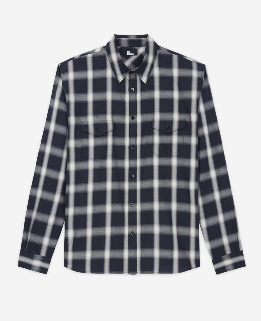 The Kooples MEN NAVY ECRU check shirt with pockets