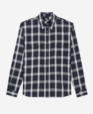 The Kooples MEN NAVY ECRU check shirt with pockets