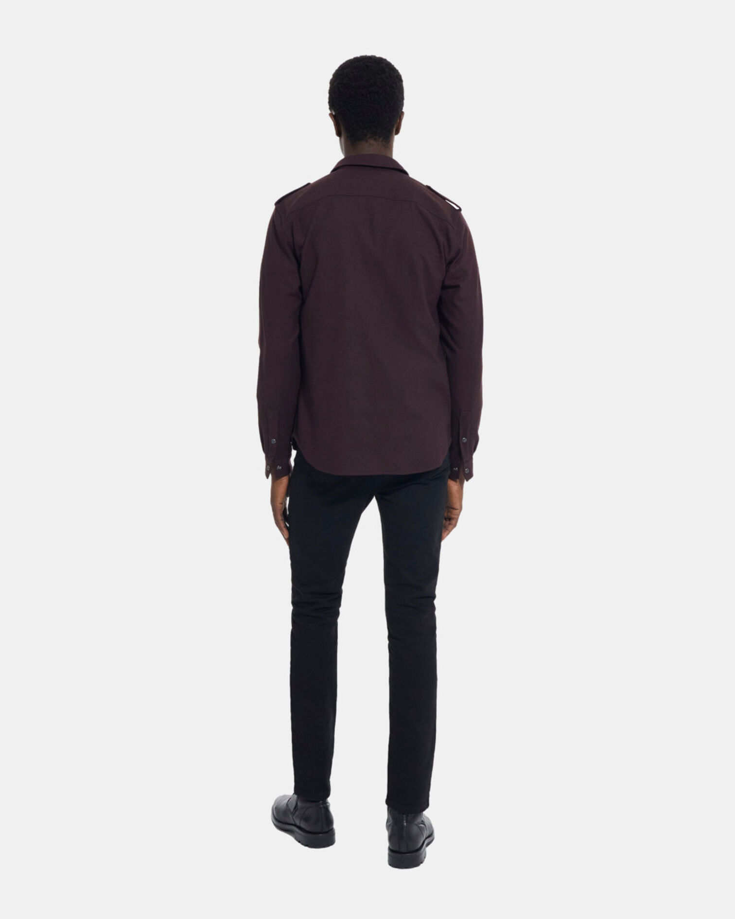 Red shirt with classic collar, BURGUNDY, hi-res image number null