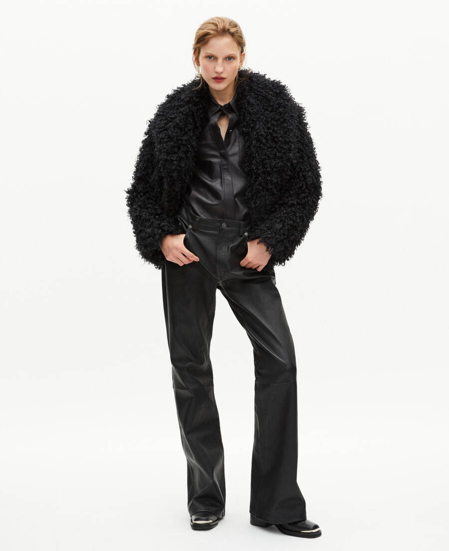 The Kooples WOMEN BLACK black fur-effect coat