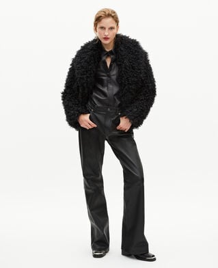 The Kooples WOMEN BLACK black fur-effect coat