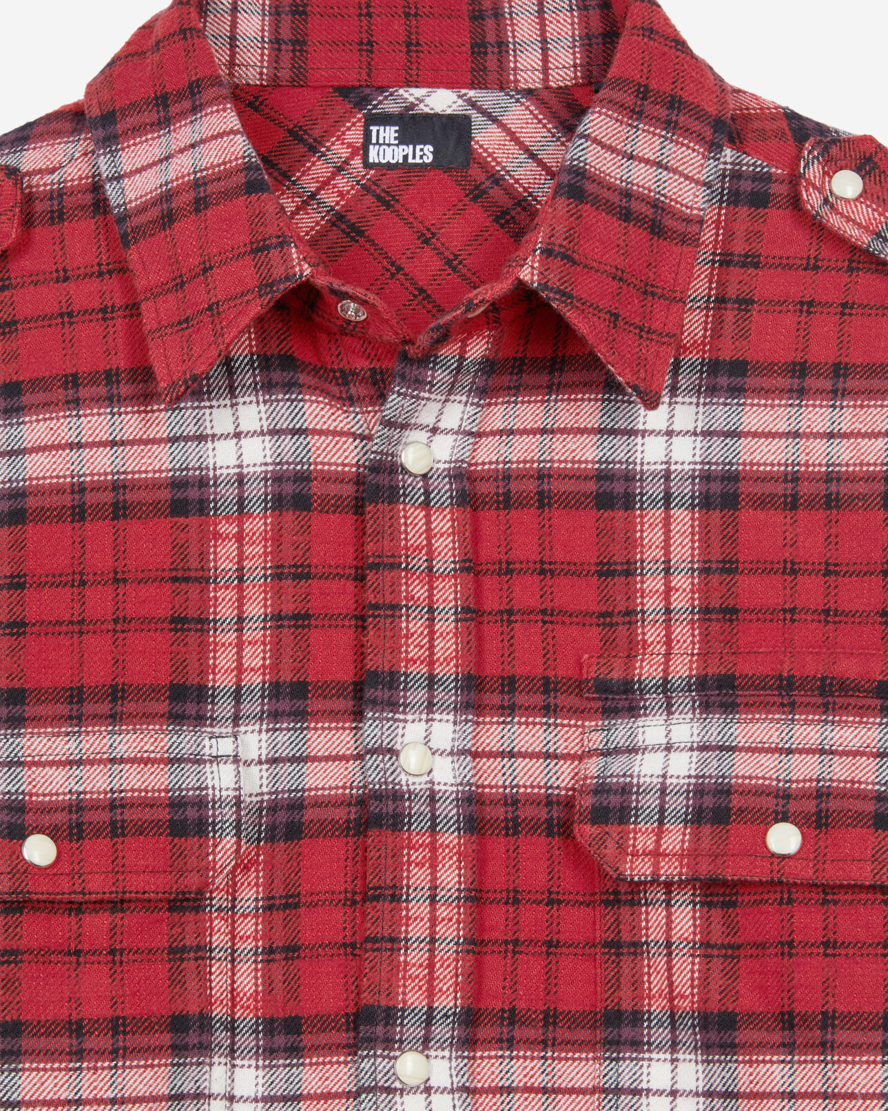 The Kooples MEN BLACK-RED-WHITE red and white checked overshirt
