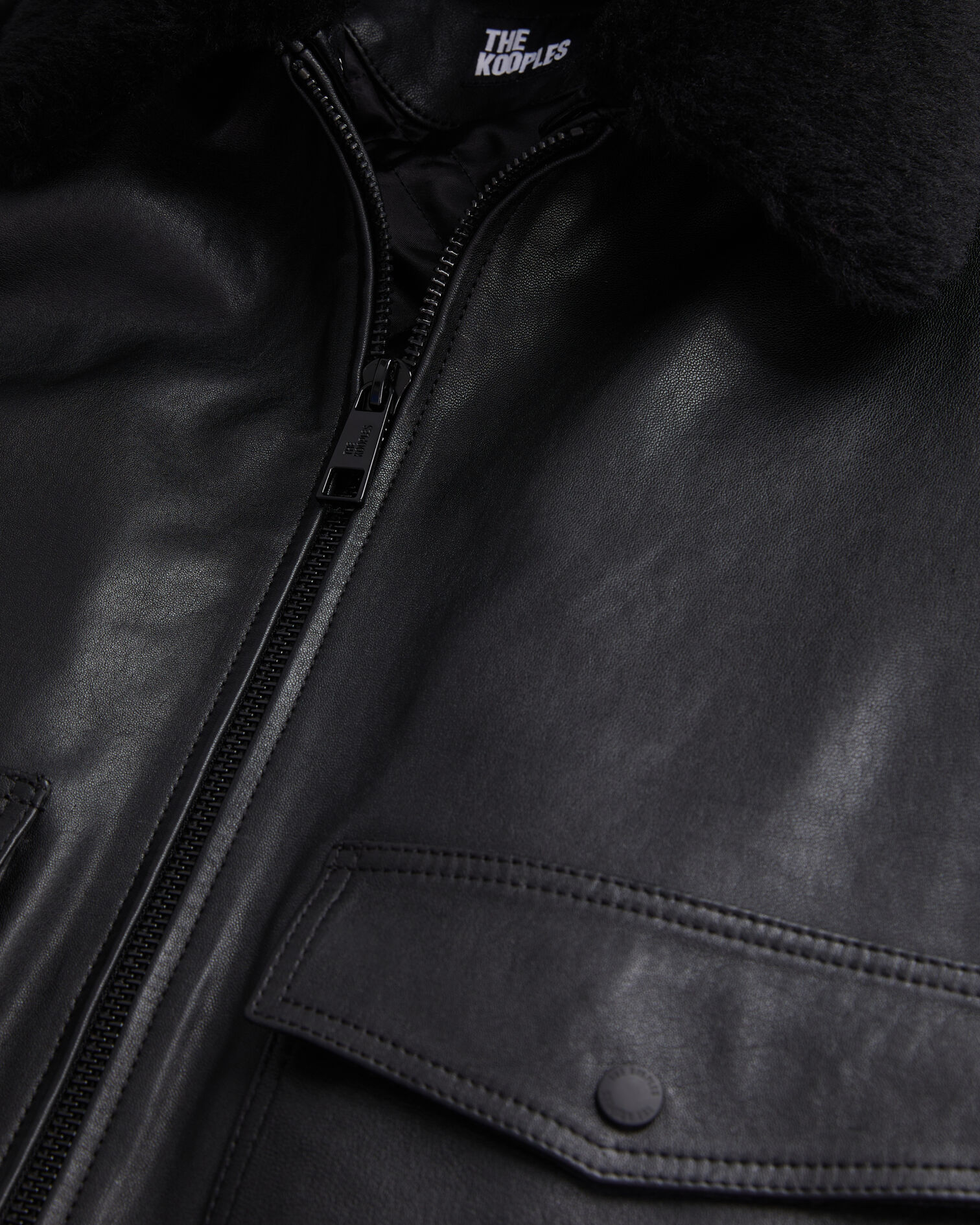 Blouson aviateur en cuir noir, BLACK, hi-res image number null